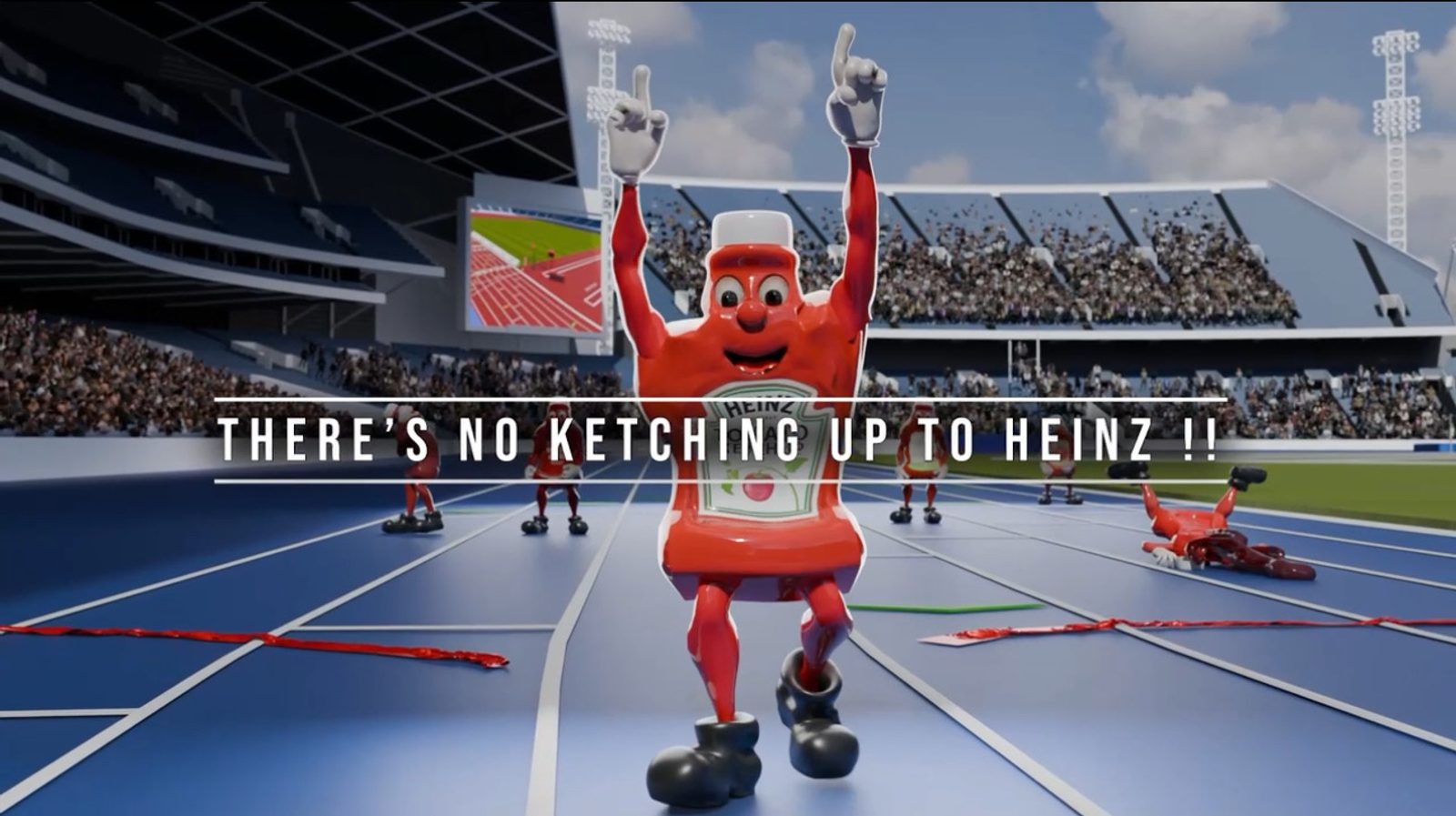 Stadium scene from the animated Heinz commercial