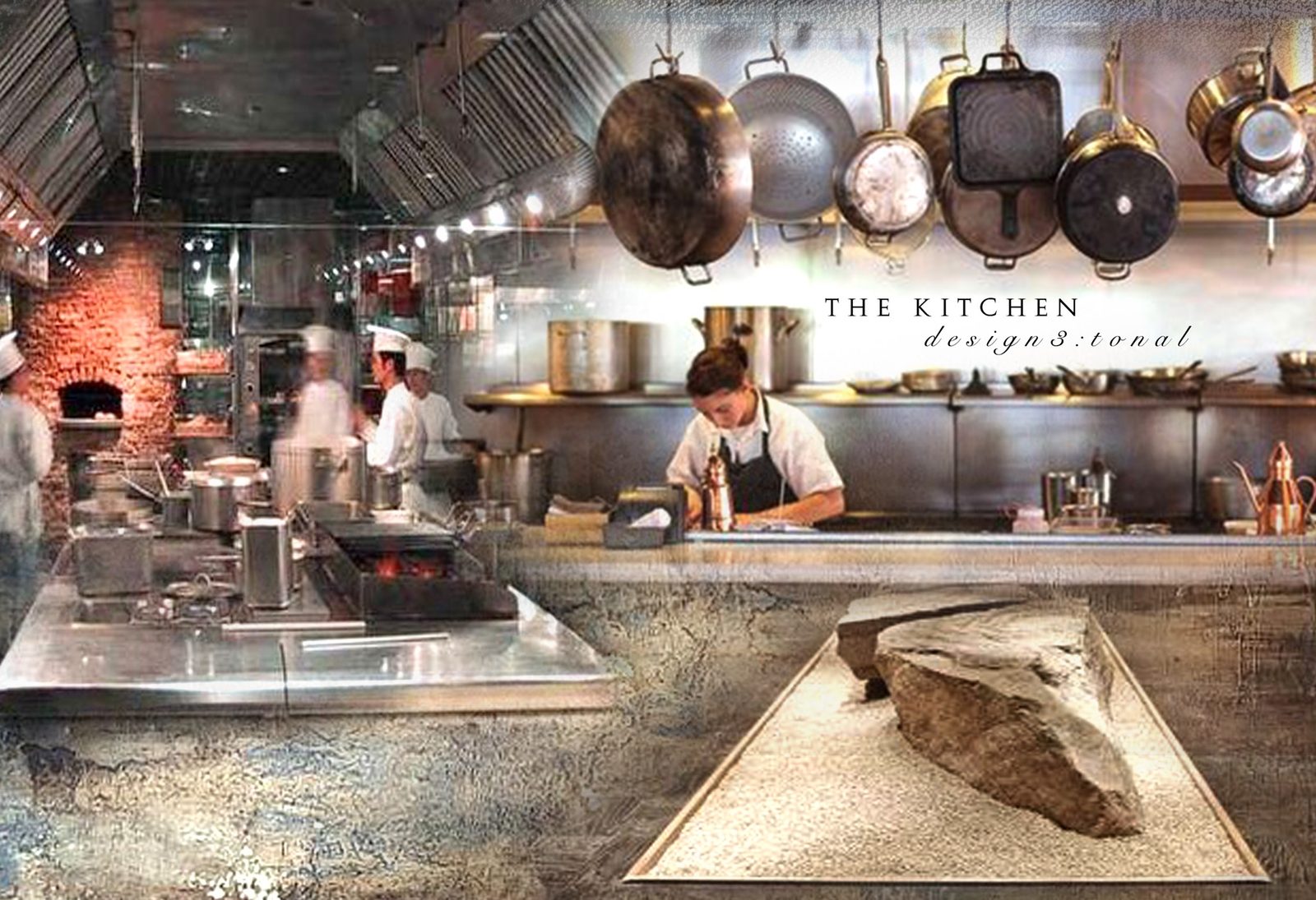 Design collage for The Kitchen at the Freud Playhouse