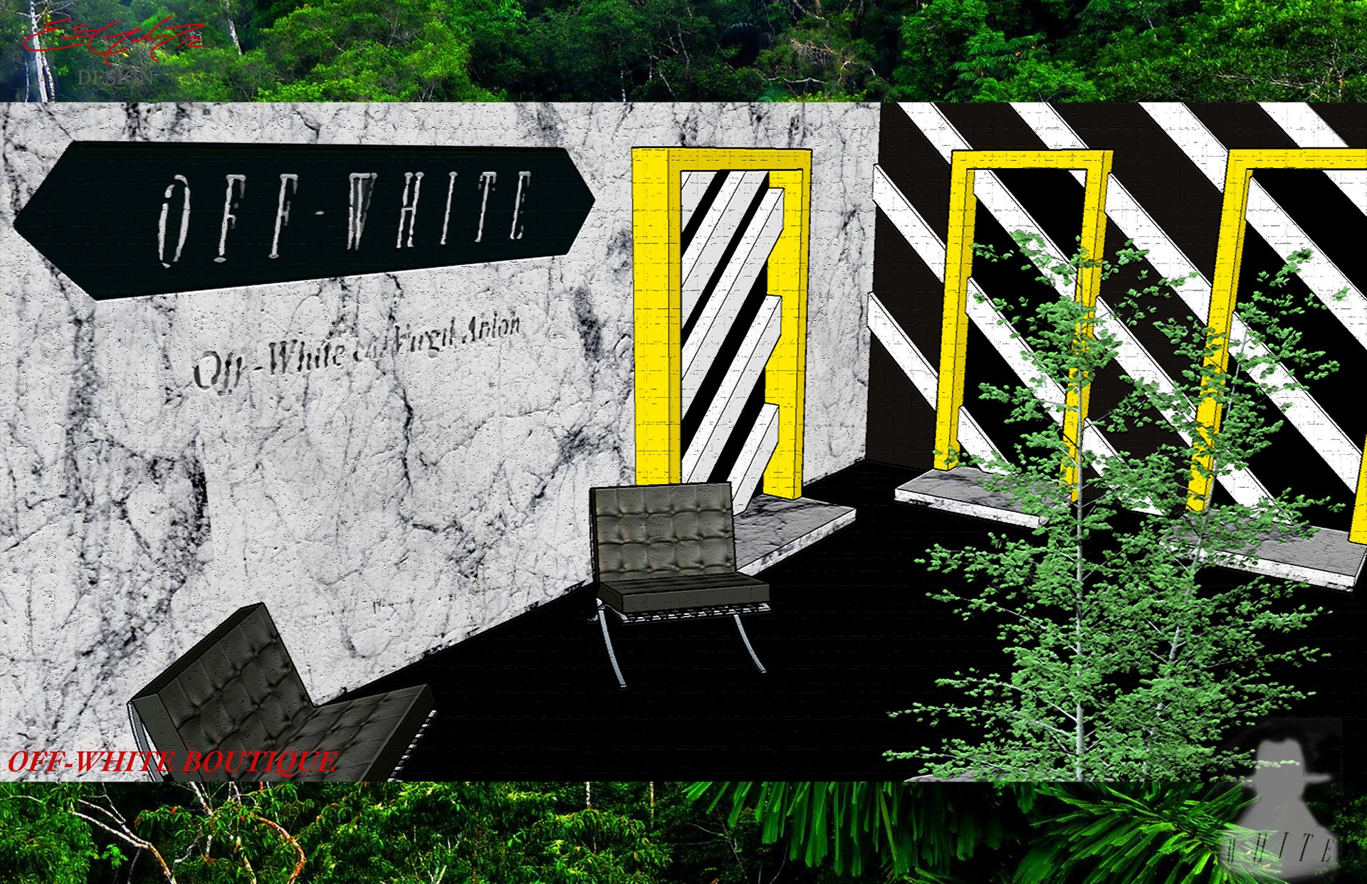 Off-White boutique and runway architectural design