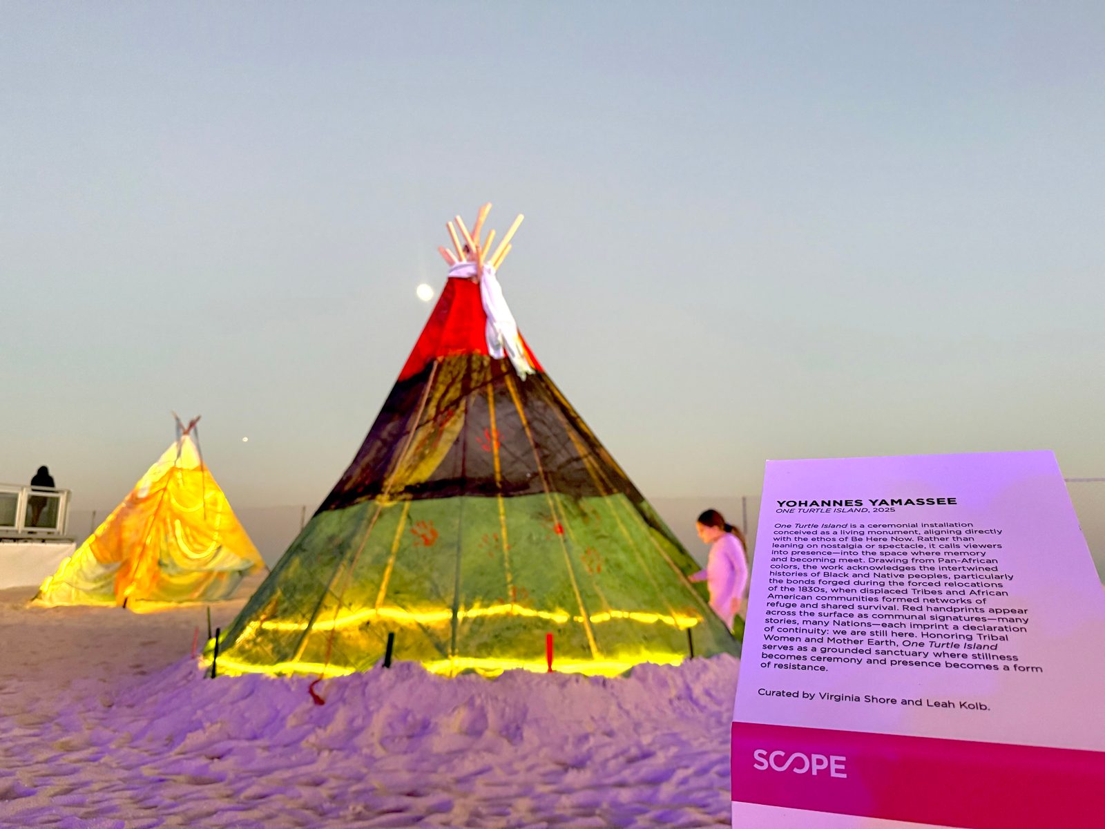 One Turtle Island illuminated at dusk, SCOPE Art Fair Miami